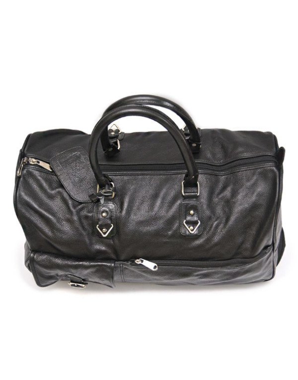 Smart Men Genuine Leather Duffle Bag With Trolley